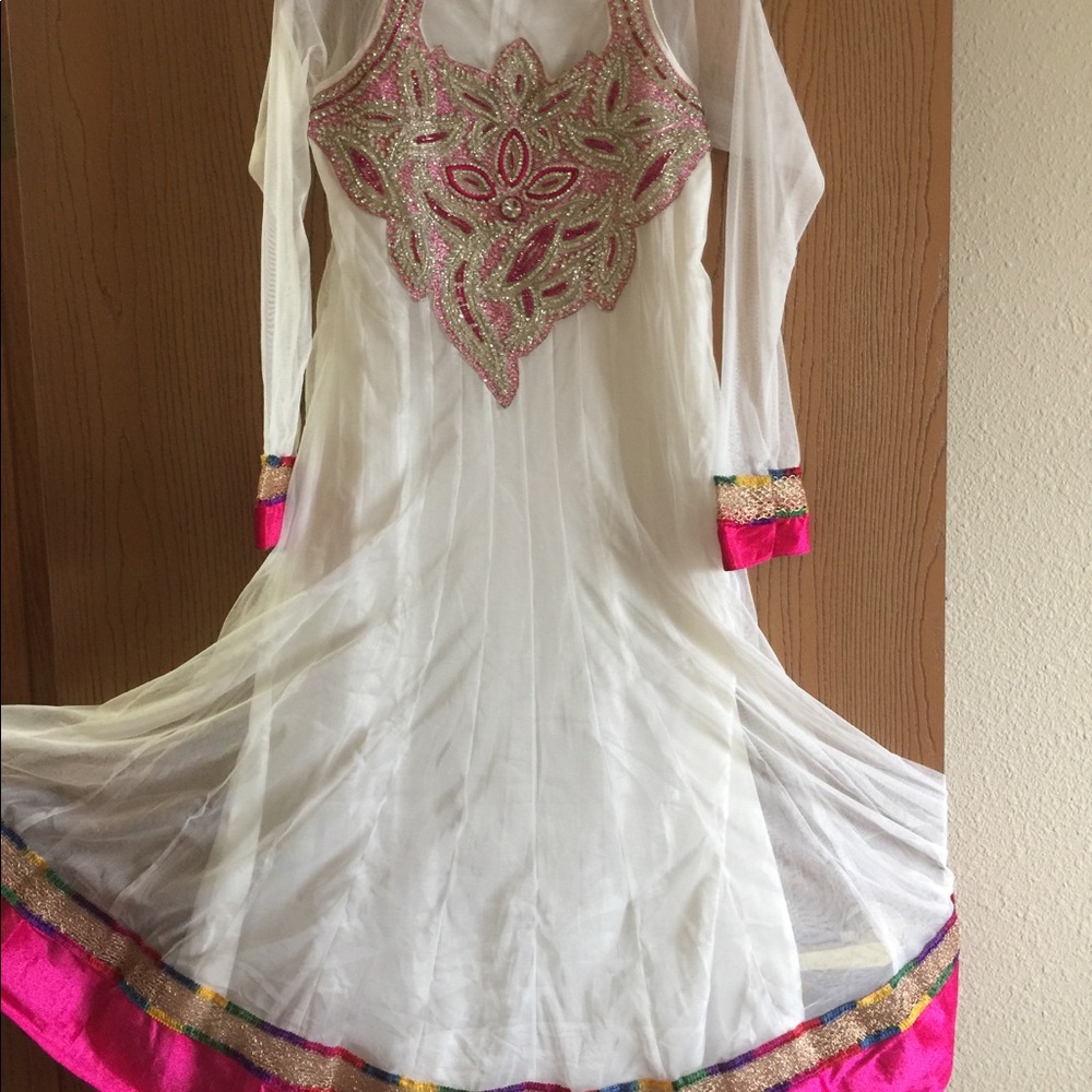 Anarkali wedding gown Indian dress white